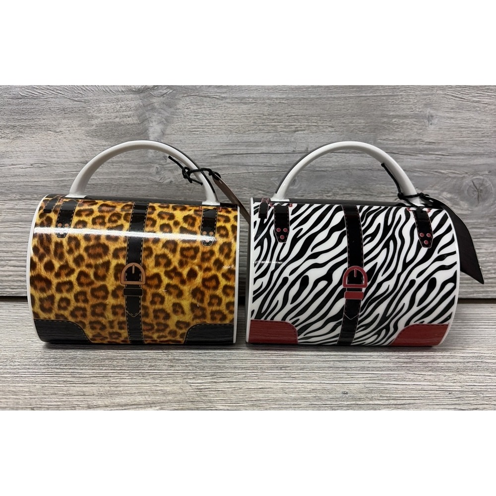 WILD EYE DESIGN COFFEE MUGS X 2 PURSE LOOK A LIKE - New! (P2)